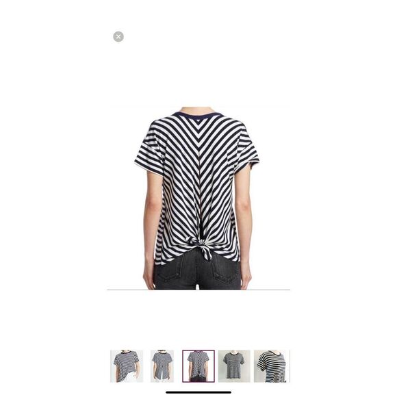 Rag & Bone Kat Split Back Tee in Navy and White Stripes Size S soft boxy modal - Picture 2 of 7